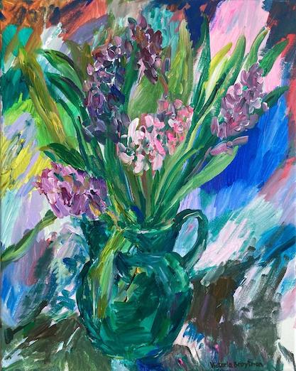Hyacinths<br>2022. 16″x20″. Acrylic on canvas<br>In private collection