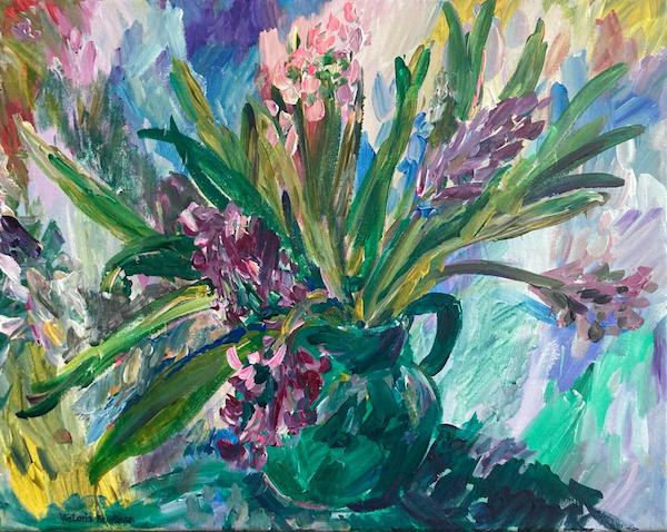 Hyacinths<br>2022. 20″x16″. Acrylic on canvas<br>In private collection