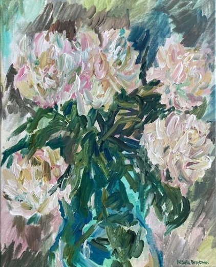 Peonies<br>2022. 16&Prime;x20&Prime;. Acrylic on canvas<br>In private collection