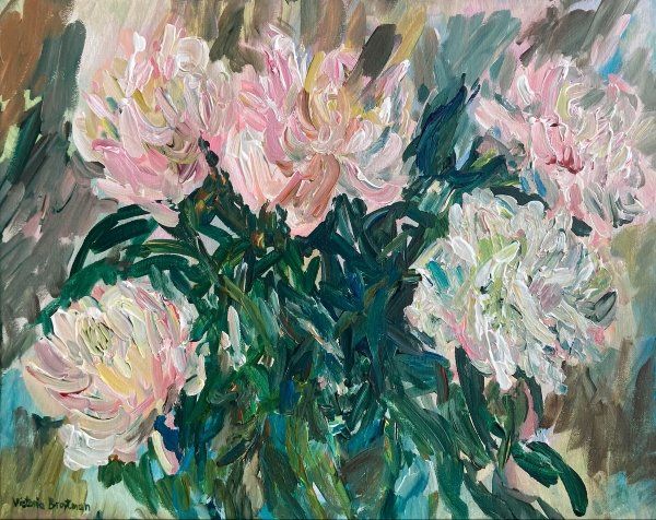 Peonies<br>2022. 20&Prime;x16&Prime;. Acrylic on canvas