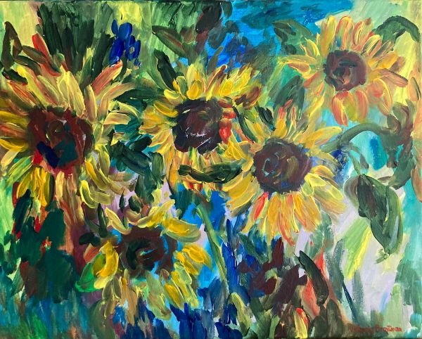 Sunflowers<br>2023. 20&Prime;x16&Prime;. Acrylic on canvas