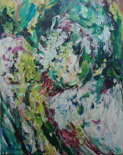 Winter Chrysanthemums<br>2012. 16&Prime;x20&Prime;. Acrylic on canvas<br>In private collection