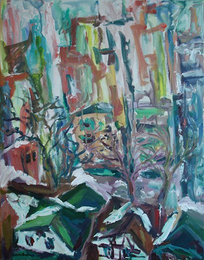 Midtown Toronto. Thaw<br>2013. 22&Prime;x28&Prime;. Acrylic on canvas<br>In private collection