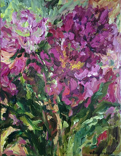 Peonies<br>2013. 14&Prime;x18&Prime;. Acrylic on canvas<br>In private collection