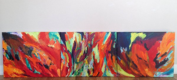 Tulips. Triptych<br>2012. 60&Prime;x16&Prime;. Acrylic on canvas<br>In private collection