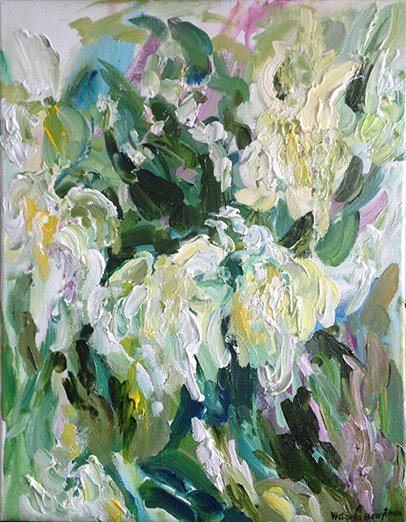 Peonies<br>2015. 14&Prime;x18&Prime;. Acrylic on canvas<br>In private collection