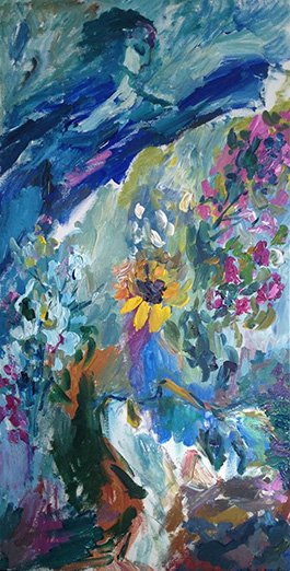 Chagall<br>2015. 15&Prime;x30&Prime;. Acrylic on canvas<br>In private collection