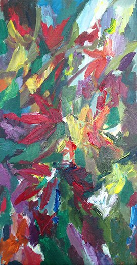 Autumn Leaves<br>2015. 12&Prime;x24&Prime;. Acrylic on canvas