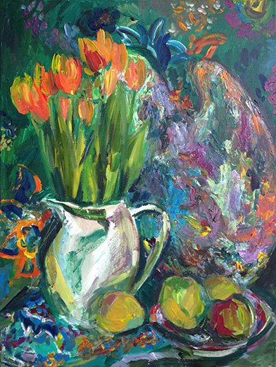 Still Life<br>2016. 18&Prime;x24&Prime;. Acrylic on canvas<br>In private collection