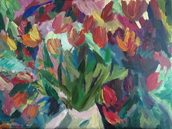 Tulips<br>2016. 24&Prime;x18&Prime;. Acrylic on canvas<br>In private collection