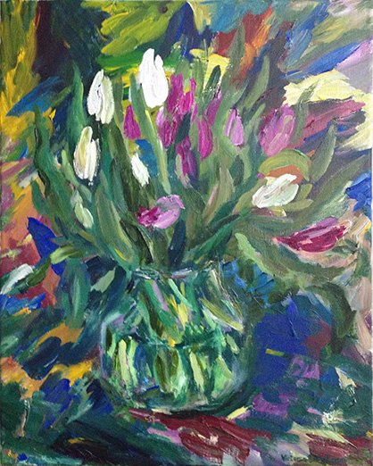 Buds<br>2016. 16&Prime;x20&Prime;. Acrylic on canvas<br>In private collection