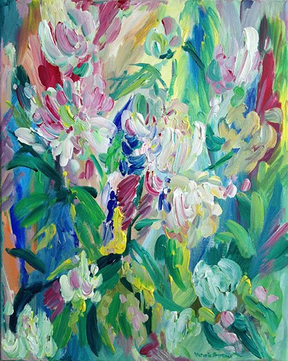 Peonies<br>2017. 16&Prime;x20&Prime;. Acrylic on canvas<br>In private collection