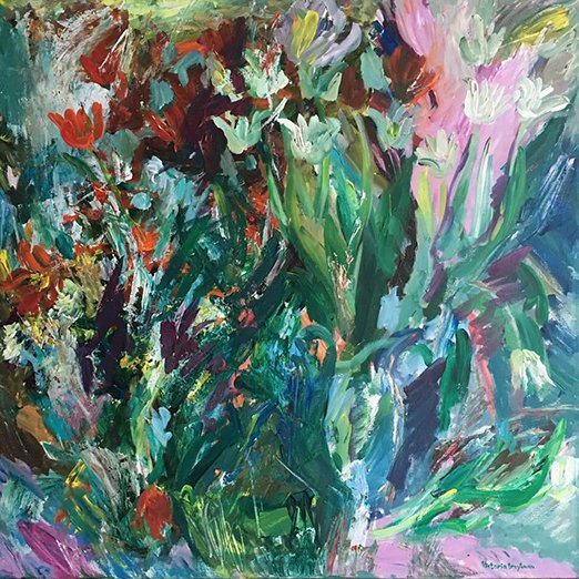 Flower Composition<br>2018. 30&Prime;x30&Prime;. Acrylic on canvas