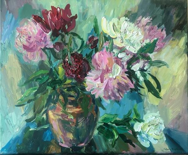 Peonies<br>2021. 20&Prime;x24&Prime;. Acrylic on canvas<br>In private collection