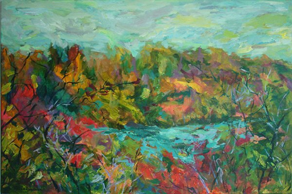 Fall. View of Niagara River<br>2010. 36&Prime;x24&Prime;. Acrylic on canvas