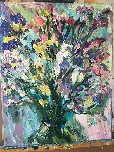 Summer Bouquet<br>2020. 16&Prime;x20&Prime;. Acrylic on canvas<br>In private collection