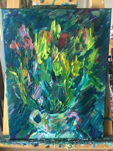 Tulips<br>2021. 14&Prime;x18&Prime;. Acrylic on canvas