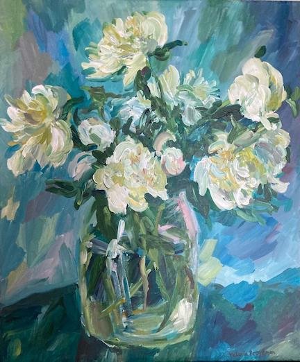 Peonies<br>2021. 20&Prime;x24&Prime;. Acrylic on canvas<br>In private collection