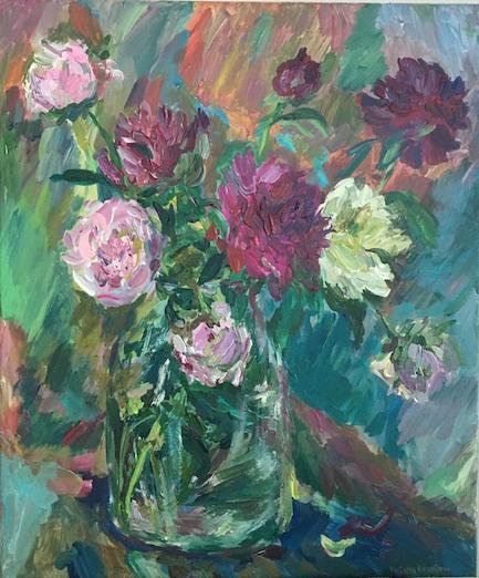 Peonies<br>2021. 20&Prime;x24&Prime;. Acrylic on canvas<br>In private collection