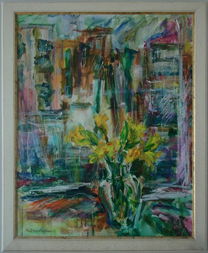 Spring in Toronto<br>2011. 24&Prime;x30&Prime;. Acrylic & oil pastel on canvas