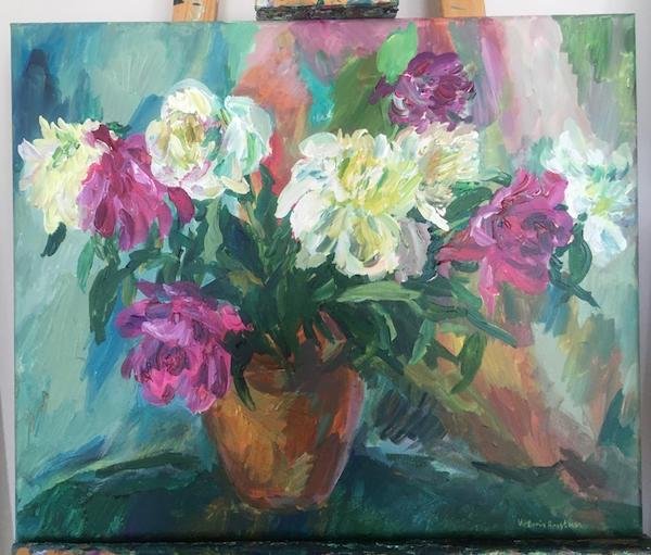 Peonies<br>2021. 24&Prime;x20&Prime;. Acrylic on canvas<br>In private collection
