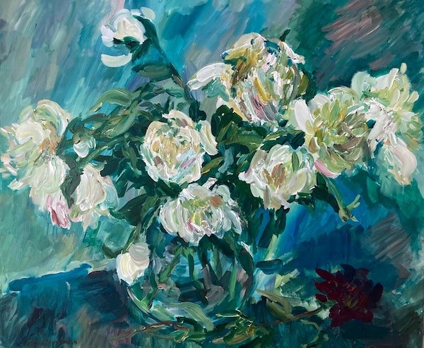 Peonies. Shades of Light<br>2021. 24&Prime;x20&Prime;. Acrylic on canvas