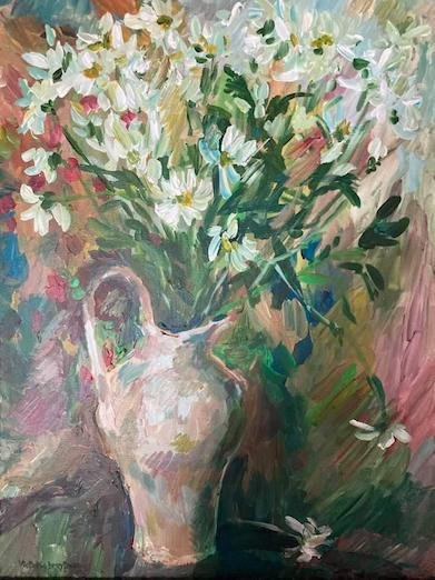 Jug of Daisies<br>2021. 20&Prime;x24&Prime;. Acrylic on canvas<br>In private collection