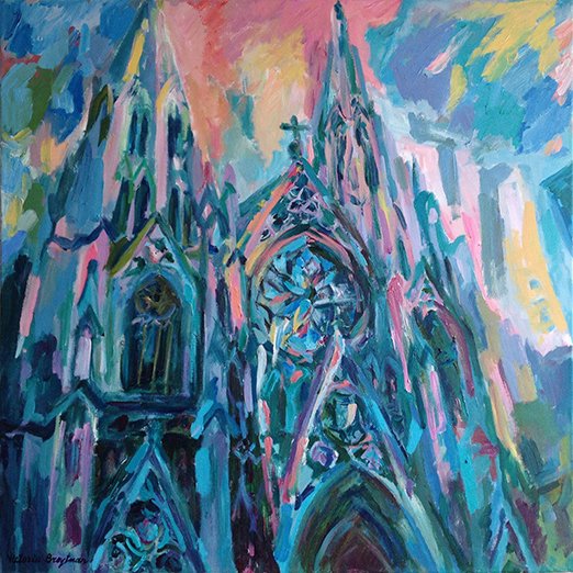 Saint Patrick&rsquo;s Cathedral. New York<br>2011. 30&Prime;x30&Prime;. Acrylic on canvas