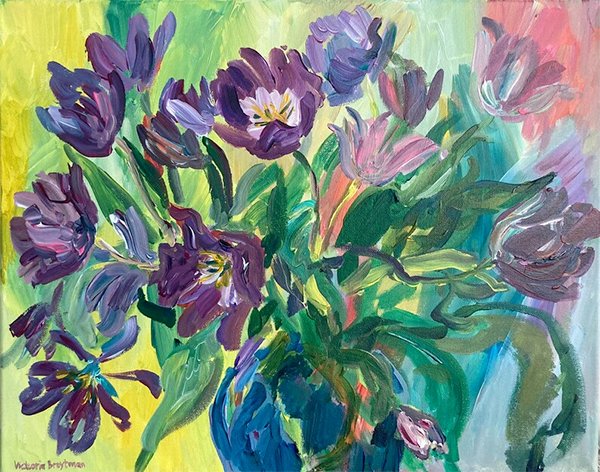 Tulips<br>2022. 16&Prime;x20&Prime;. Acrylic on canvas<br>In private collection
