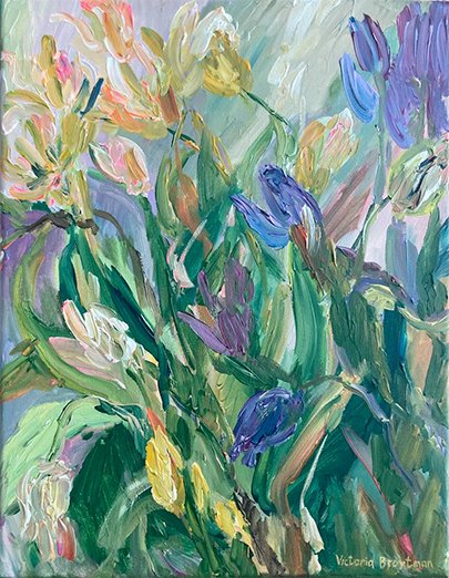 Tulips<br>2022. 14&Prime;x18&Prime;. Acrylic on canvas