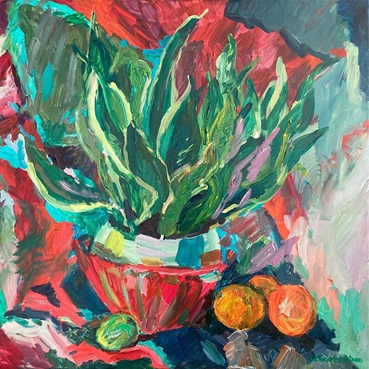 Sansevieria: Still Life<br>2022. 24&Prime;x24&Prime;. Acrylic on canvas