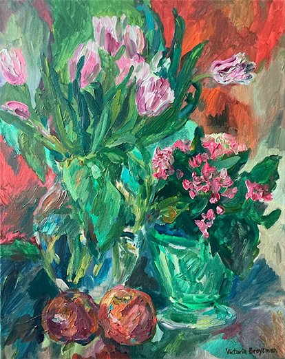 Spring. Still Life<br>2022. 16&Prime;x20&Prime;. Acrylic on canvas