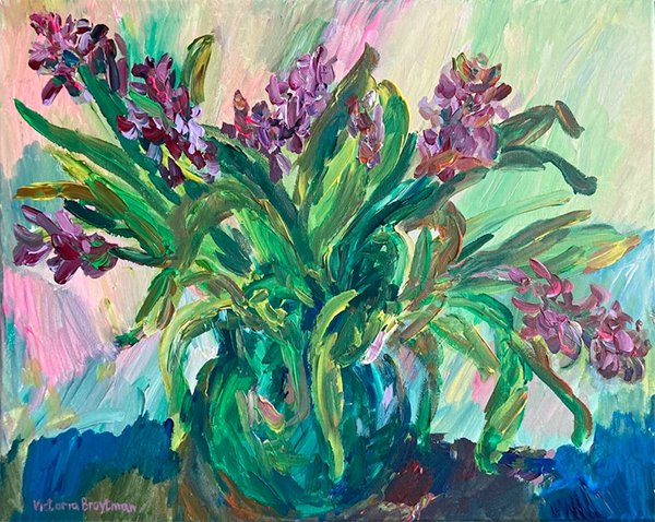 Hyacinths<br>2022. 20&Prime;x16&Prime;. Acrylic on canvas
