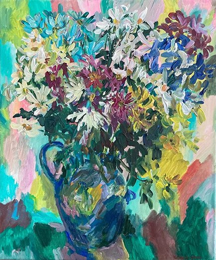 Dreamy Daisies<br>2022. 20&Prime;x24&Prime;. Acrylic on canvas